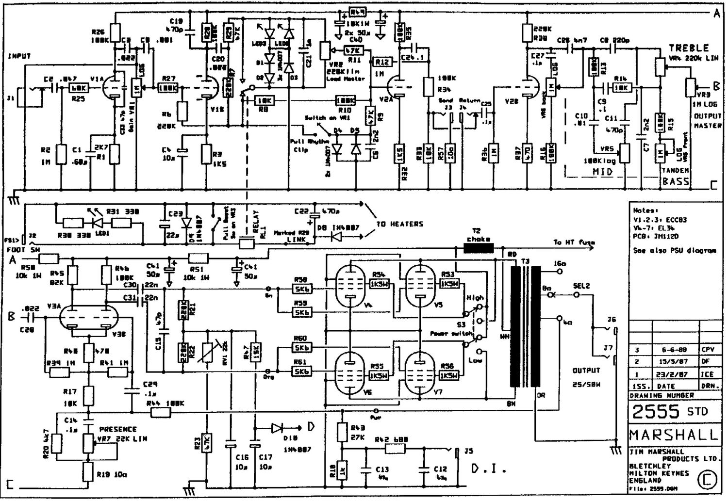 Marshall 2555 Amp Schematic