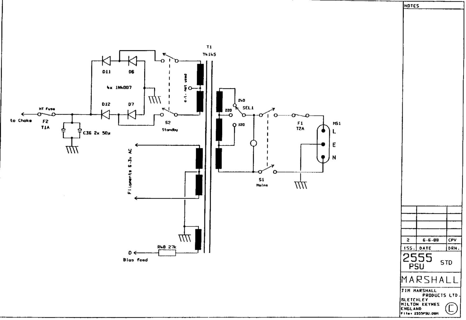 Marshall 2555 Psu Schematic