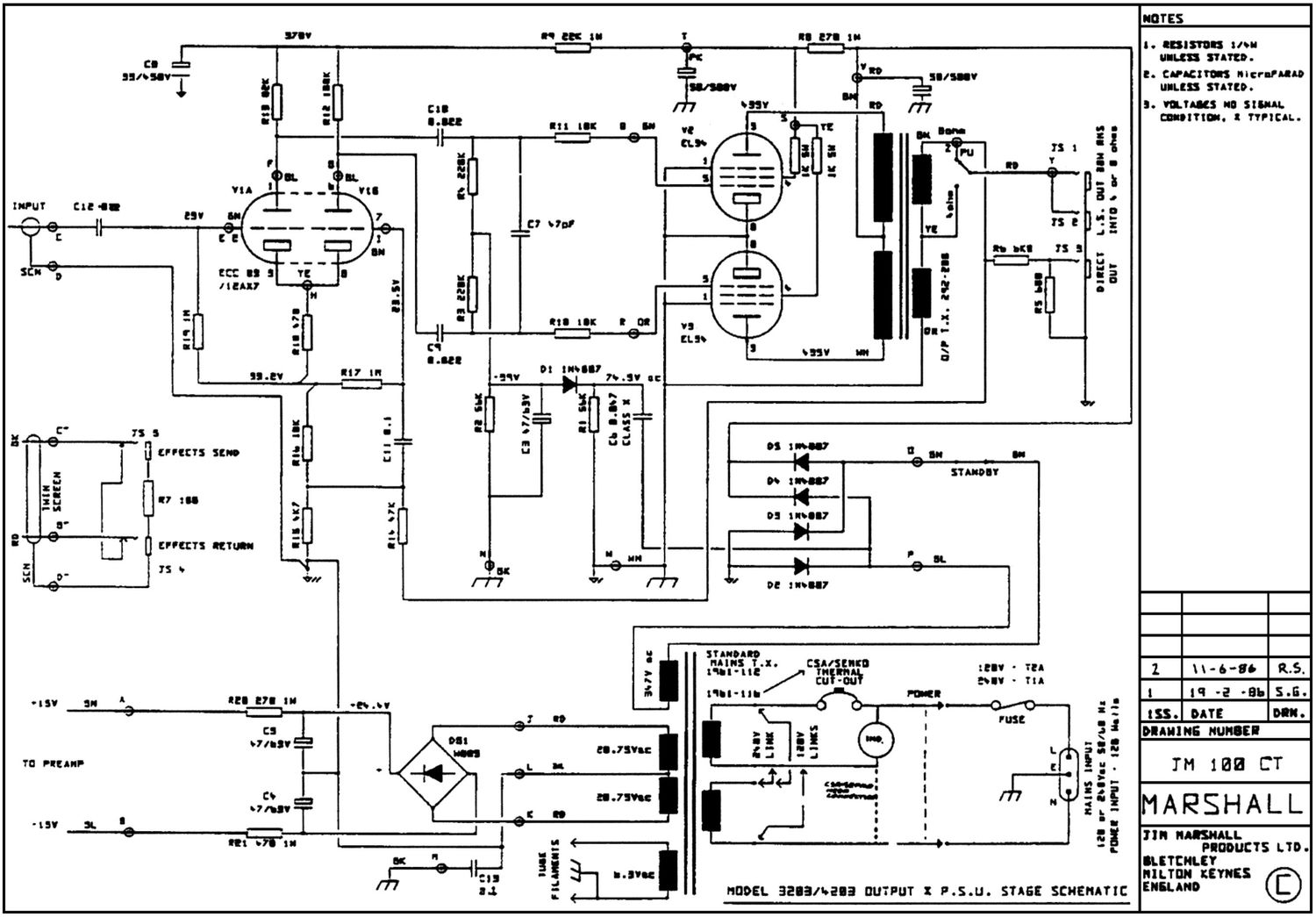 Marshall 3203 Power Amp Schematic