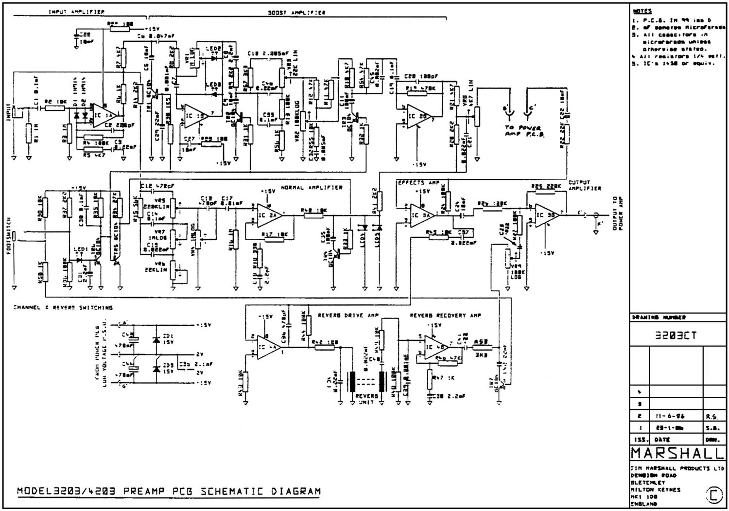 Marshall 3203 Preamp Schematic