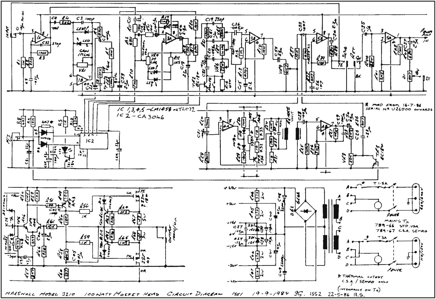 Marshall 3210 100W Schematic