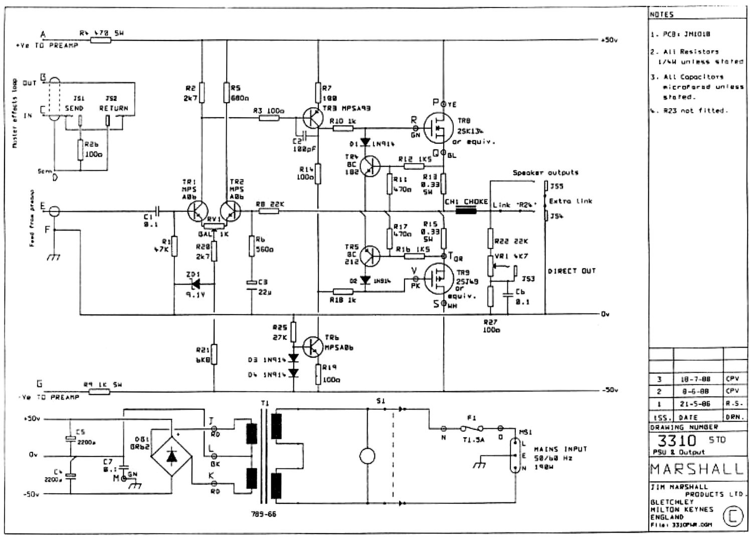 Marshall 3310 Power Amp Schematic