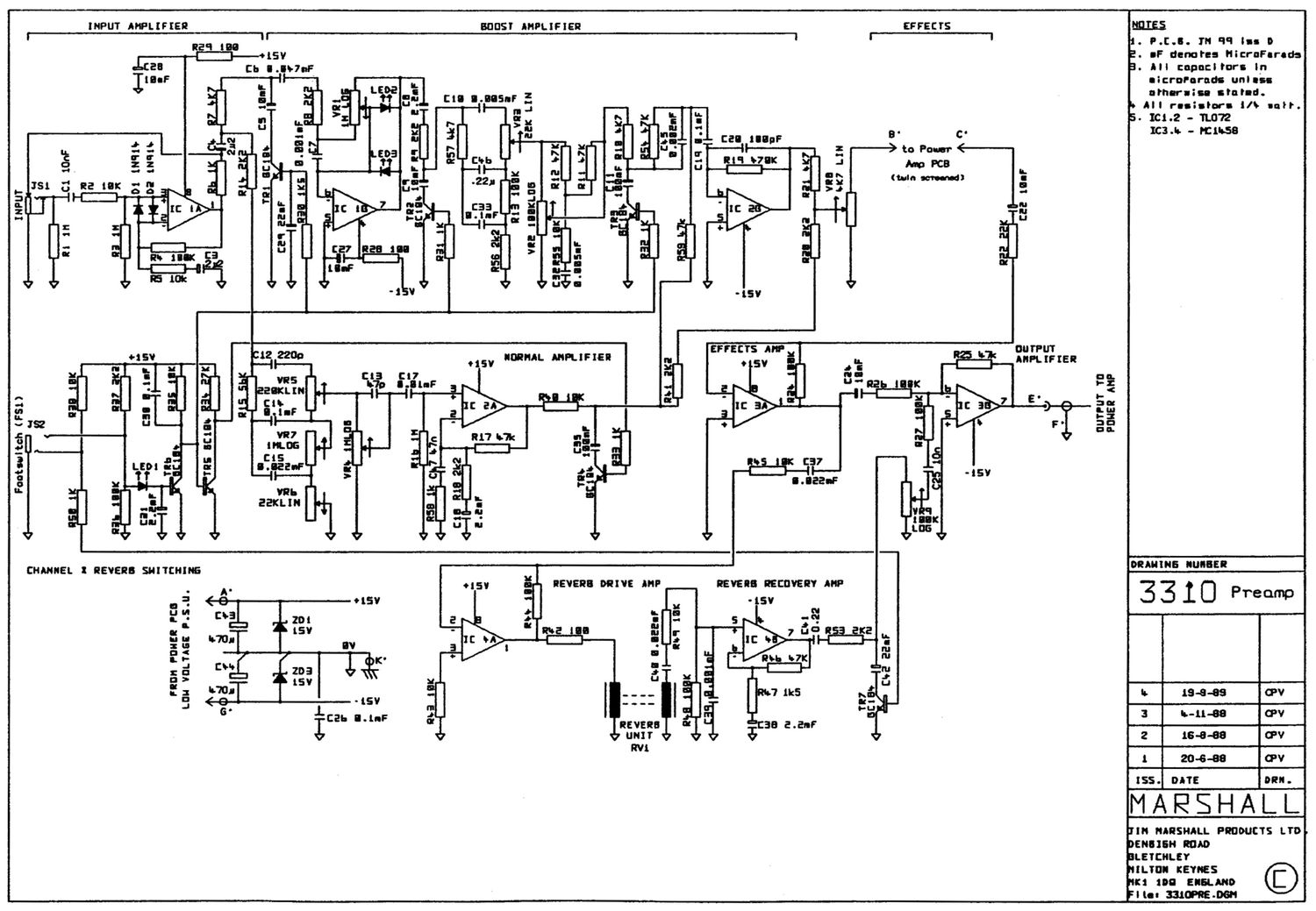 Marshall 3310 Preamp Schematic