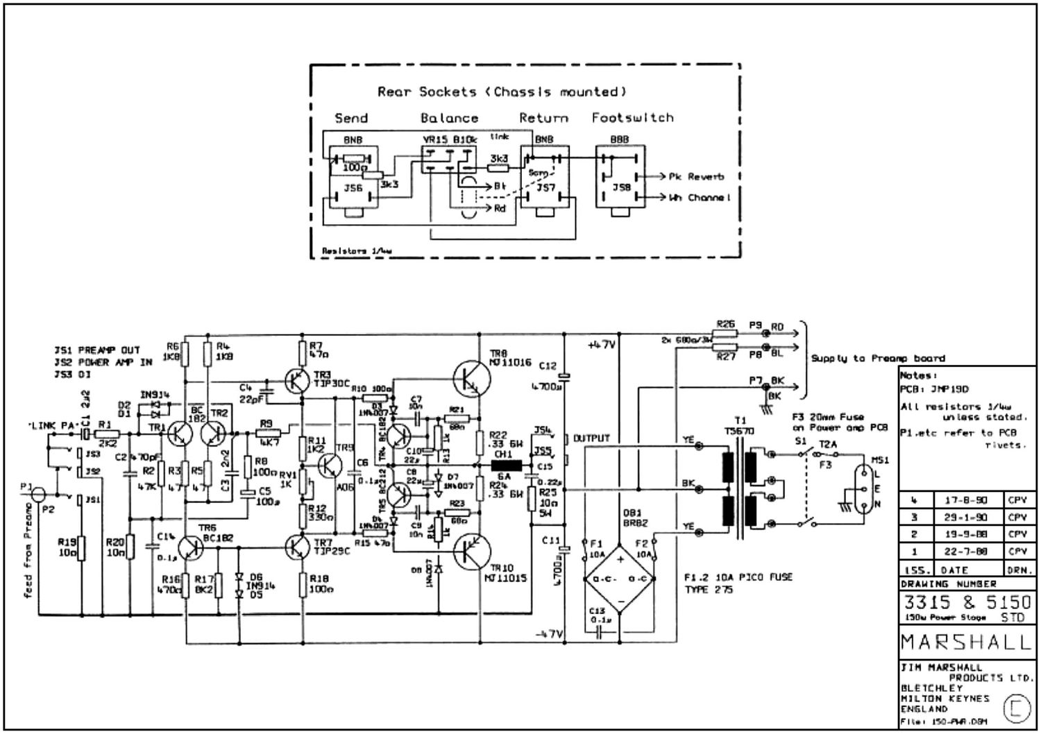 Marshall 3315 5150 Power Amp Schematic
