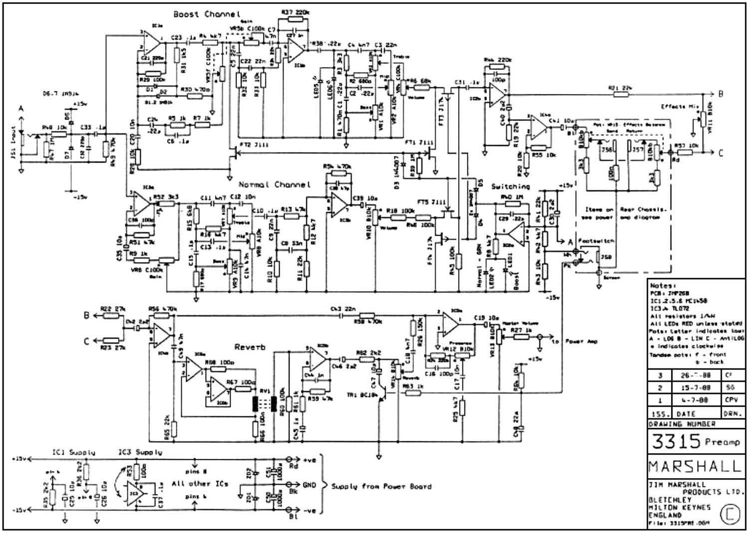Marshall 3315 Preamp Schematic