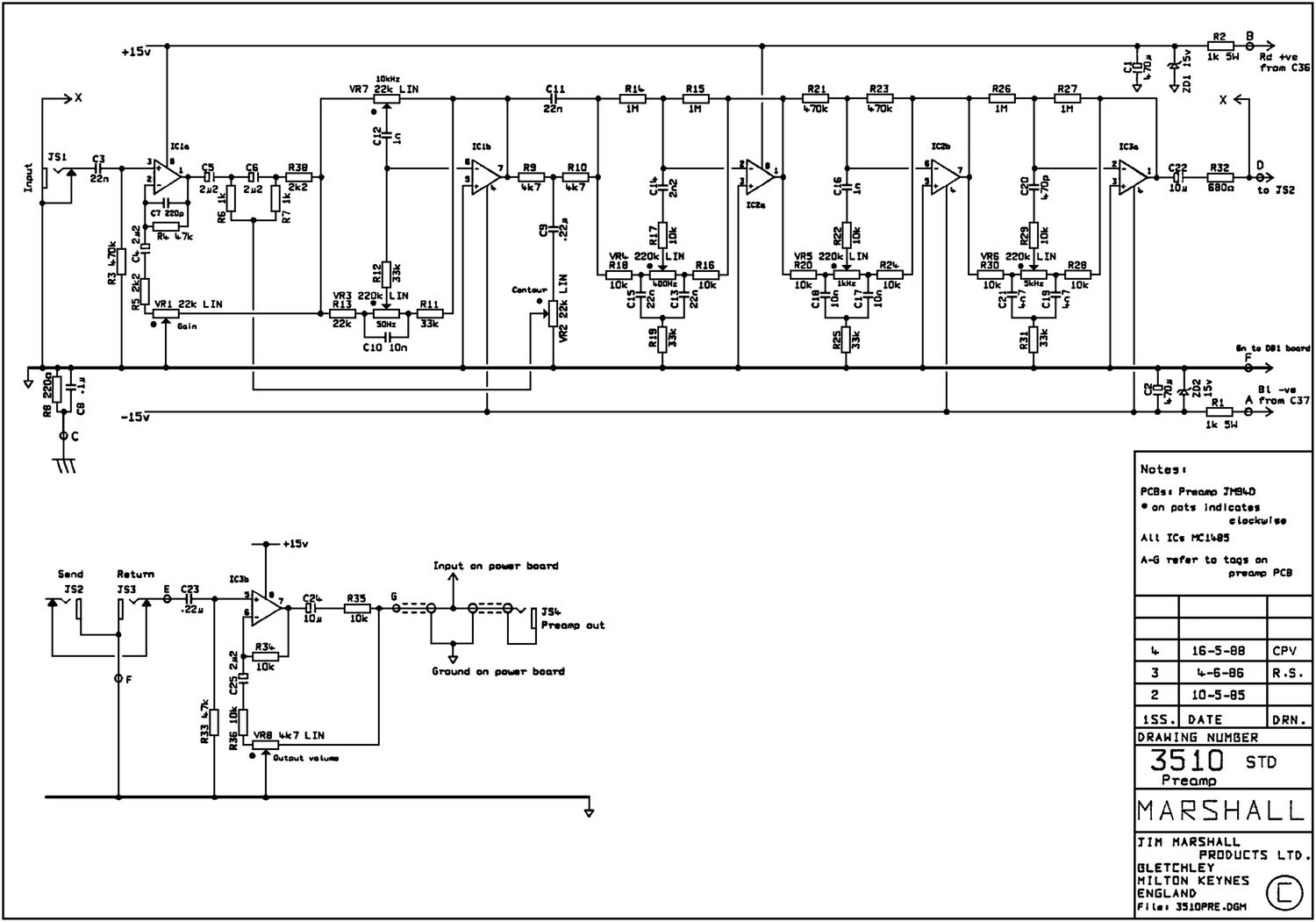 Marshall 3510 Preamp Schematic