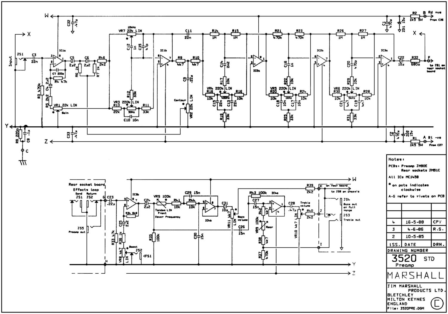 Marshall 3520 Preamp Schematic