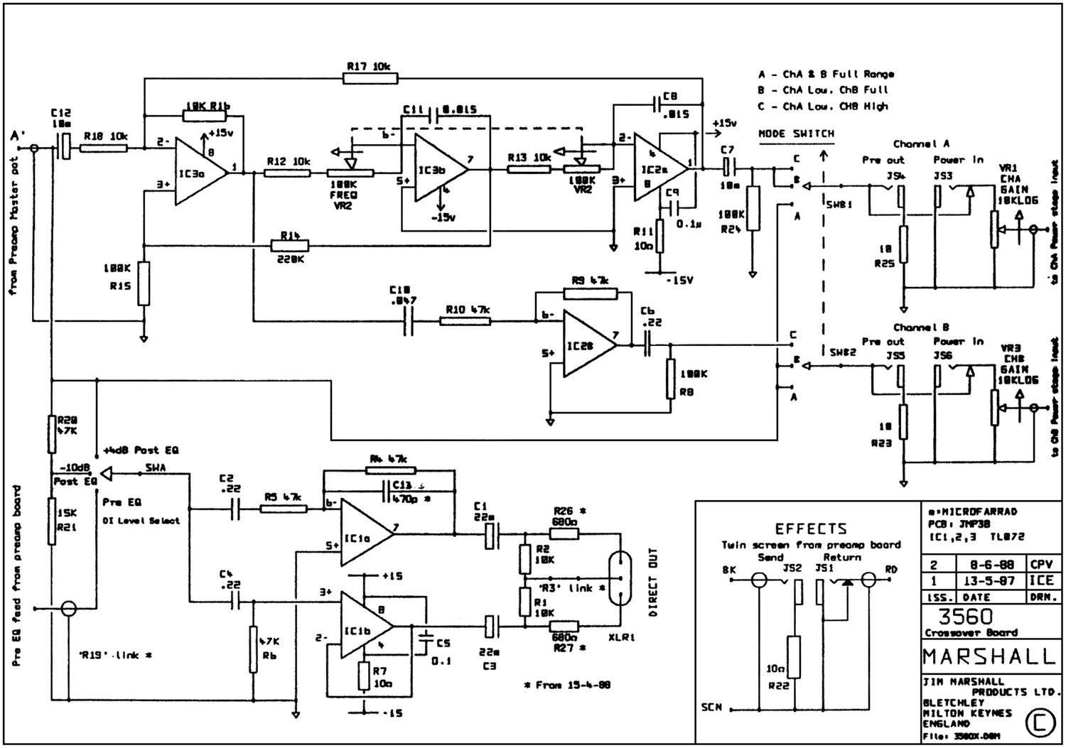 Marshall 3560 Crossover Schematic