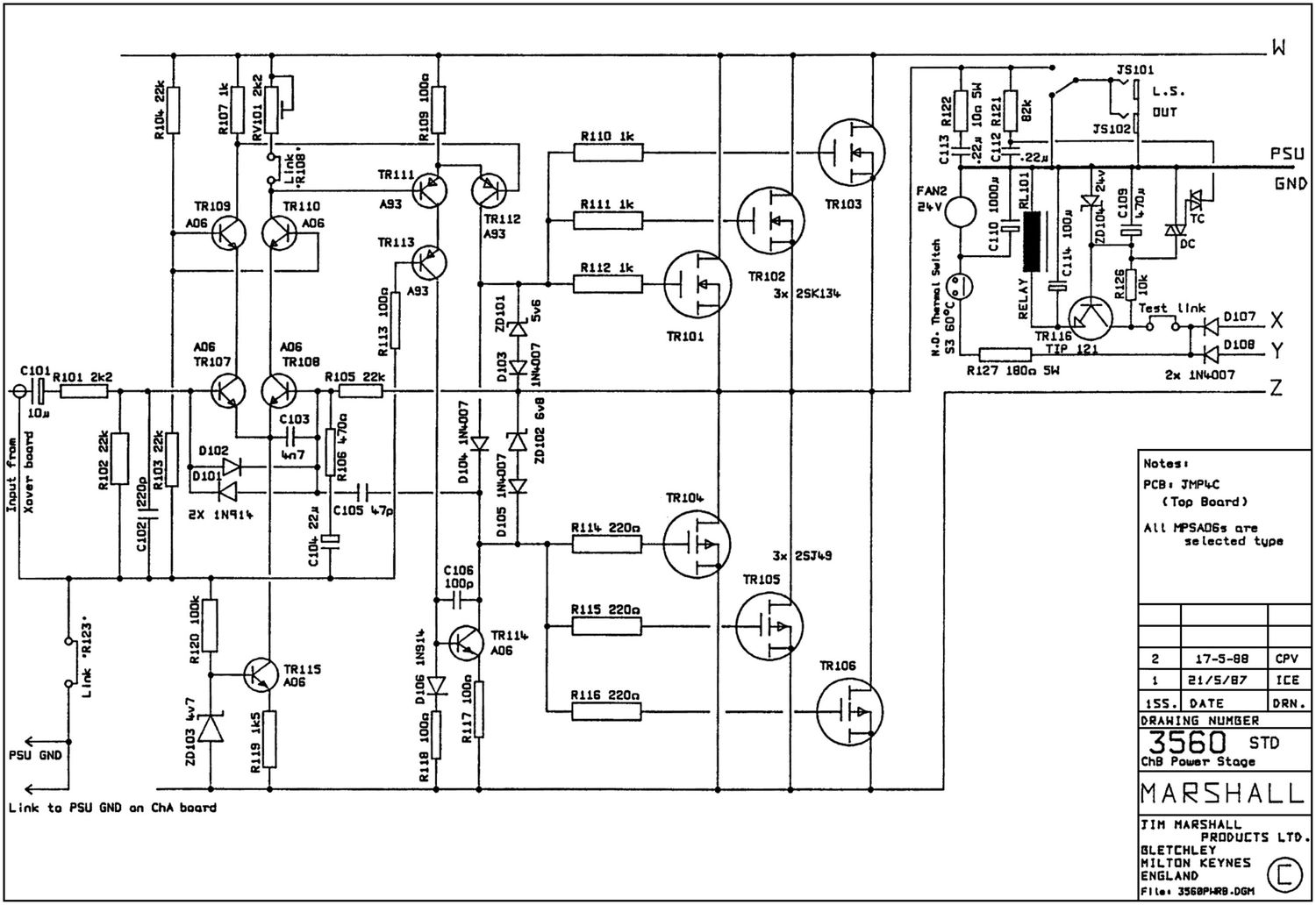 Marshall 3560 Pwr Amp Schematic