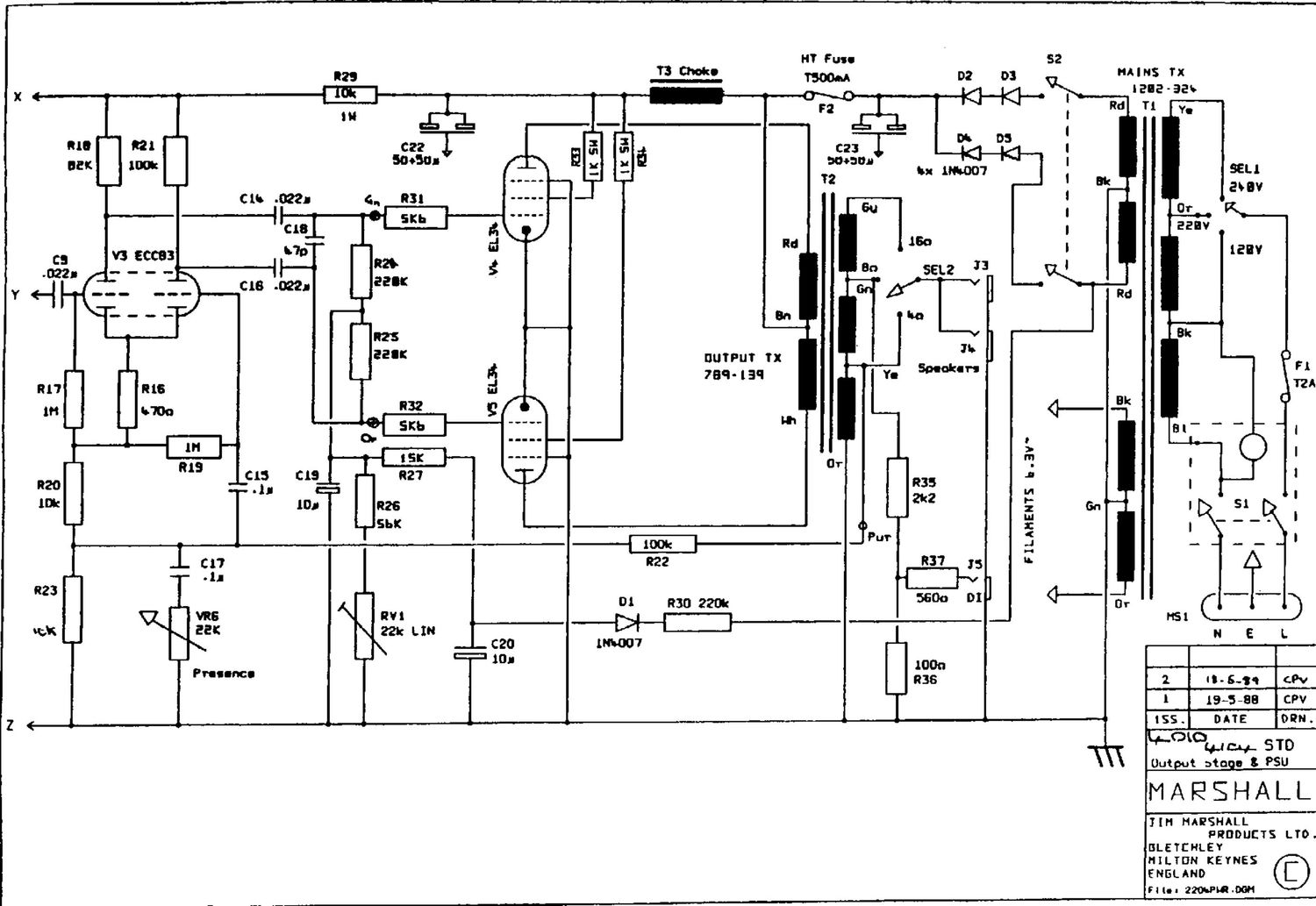 Marshall 4010 Power Amp Schematic