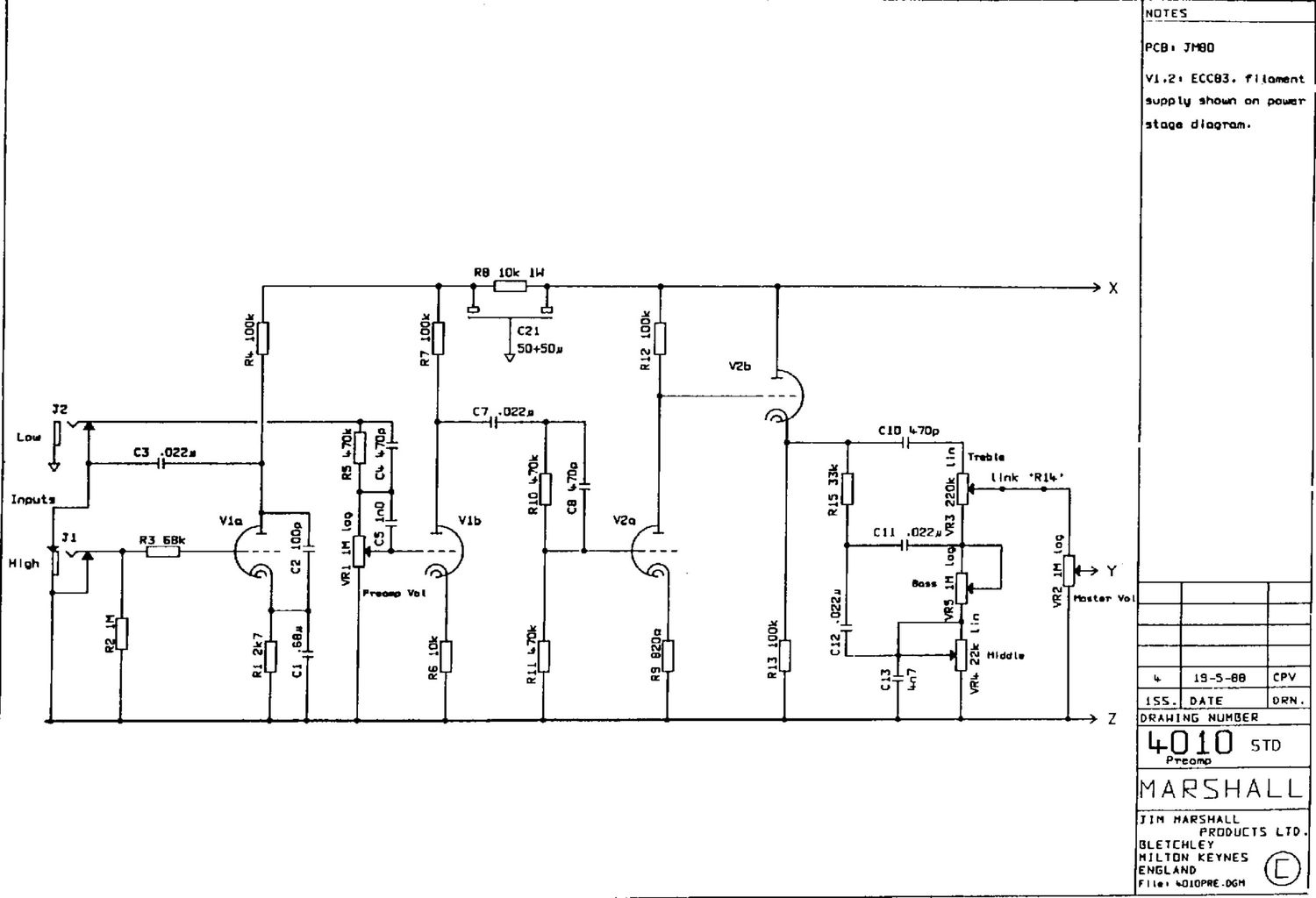 Marshall 4010 Preamp Schematic