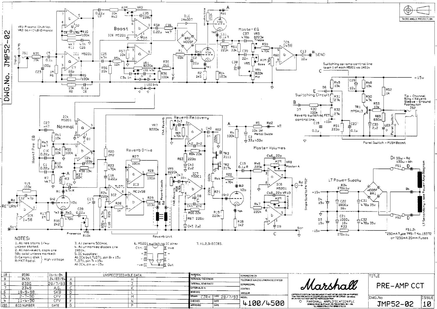 Marshall 4100 Pre Amp JMP52 02 10 Schematic