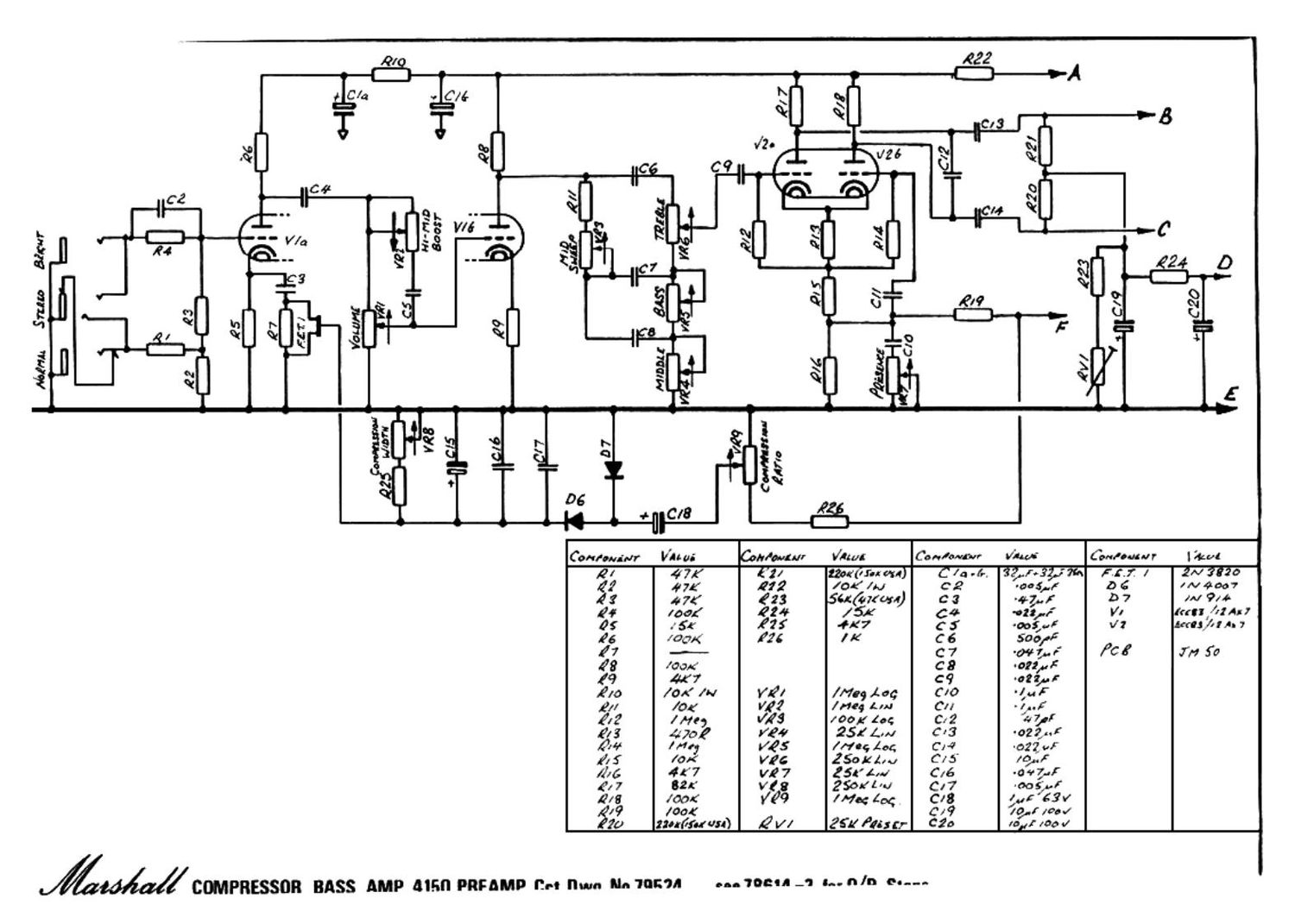 Marshall 4160 Preamp Schematic