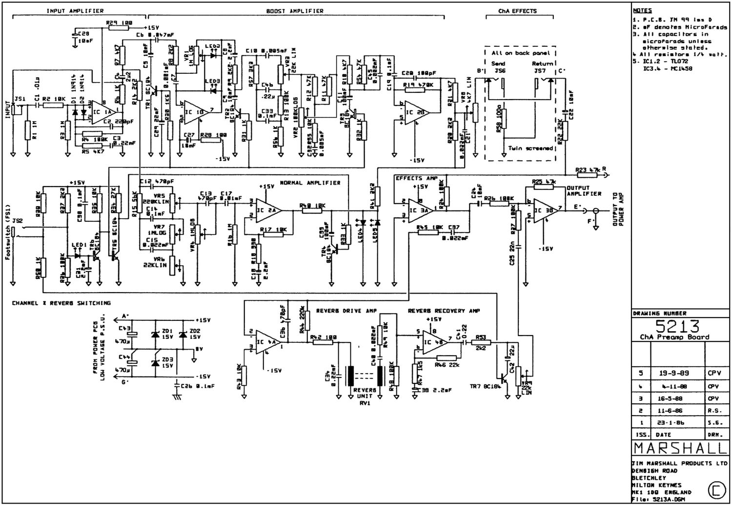 Marshall 5213 ChA Preamp Schematic