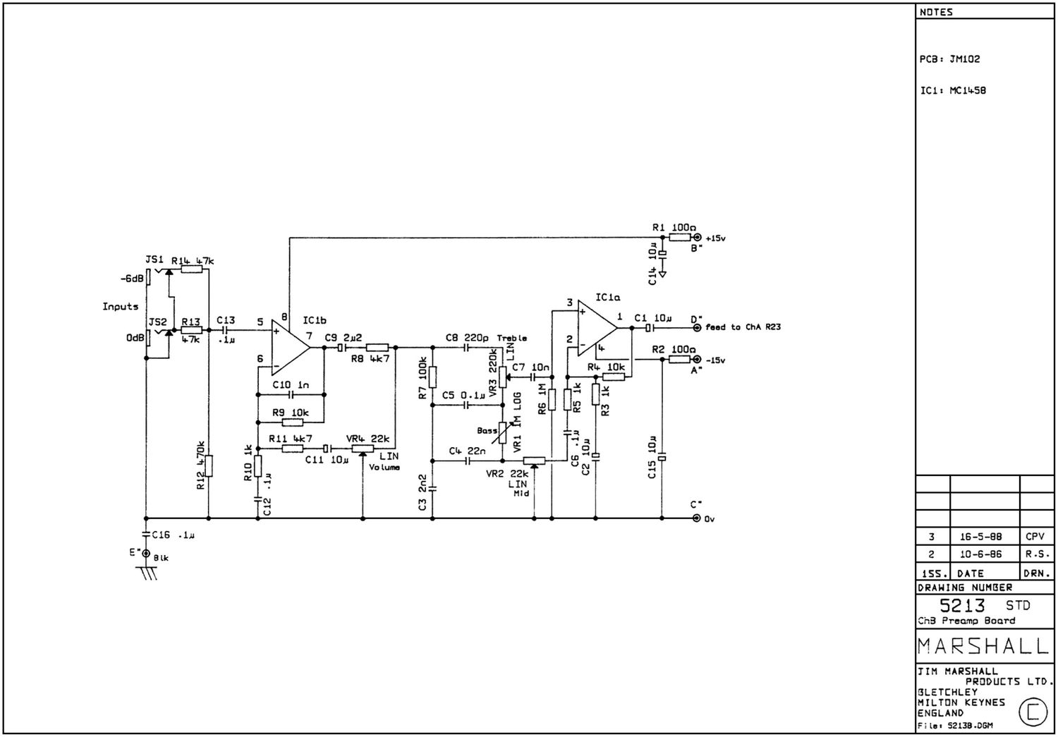 Marshall 5213 ChB Preamp Schematic