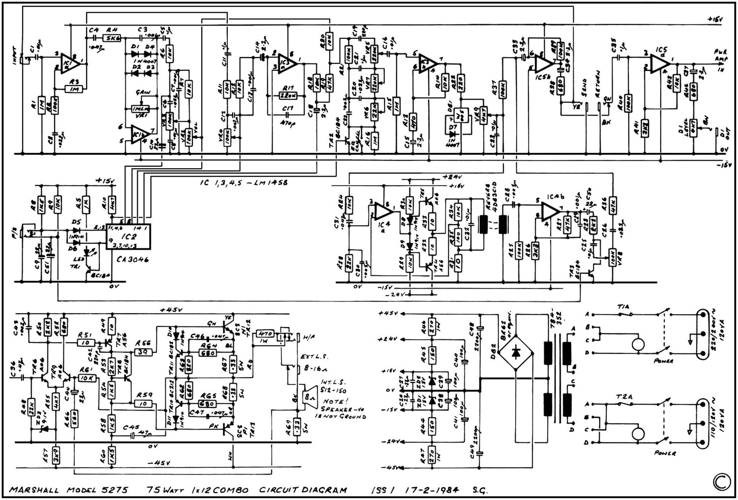 Marshall 5275 75W Schematic