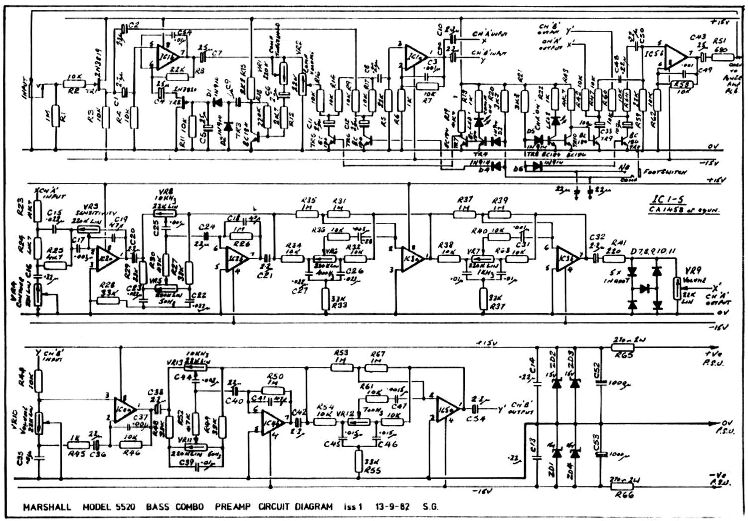 Marshall 5520 200W Preamp Bass Combo 1 Schematic