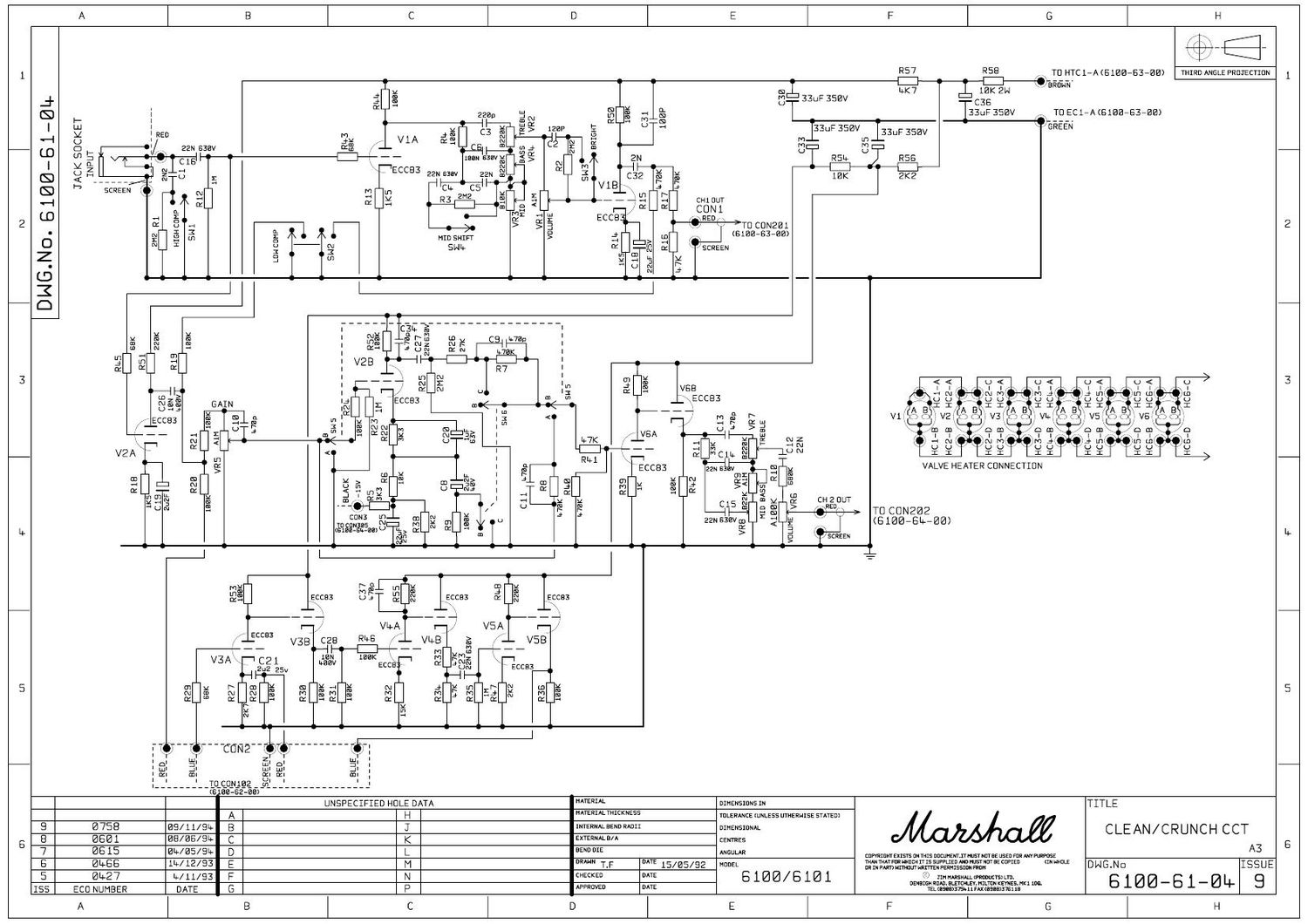 Marshall 6100 6101 6100 61 04 Issue 9 Schematic