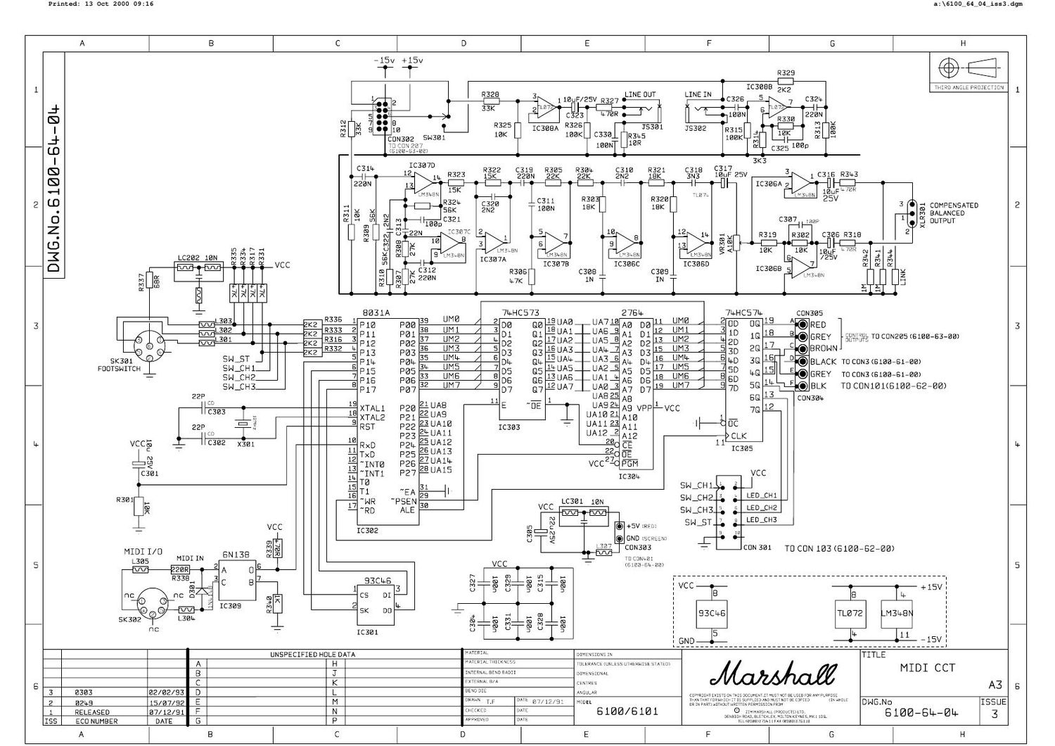 Marshall 6100 6101 6100 64 04 Issue 3 Schematic