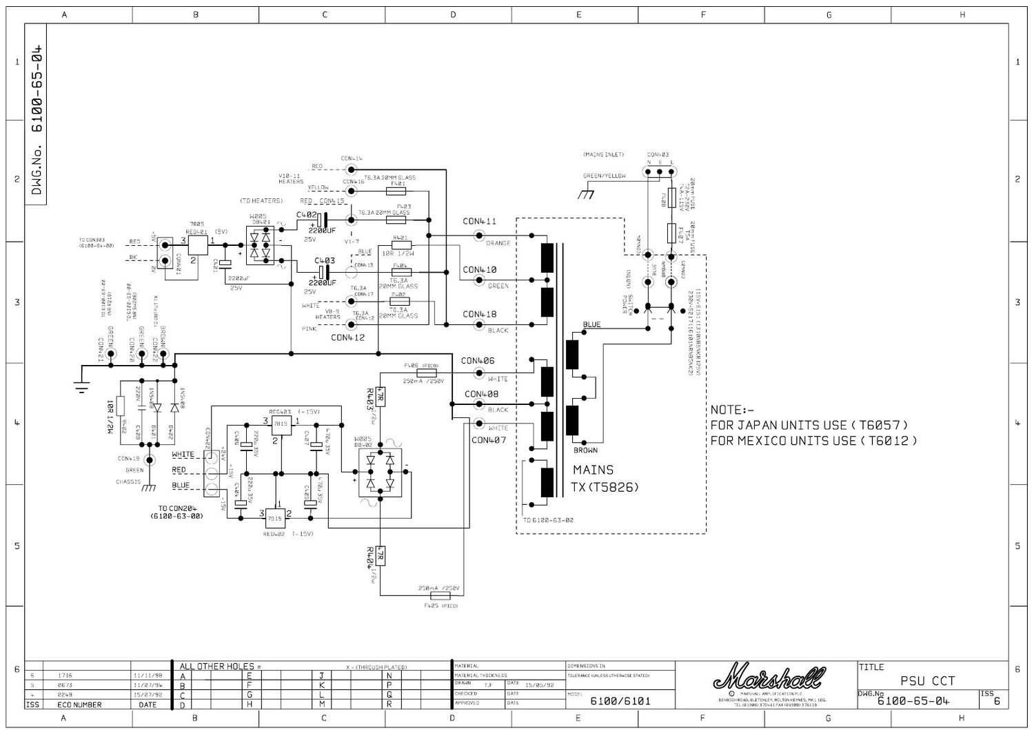 Marshall 6100 6101 6100 65 04 Issue 6 Schematic