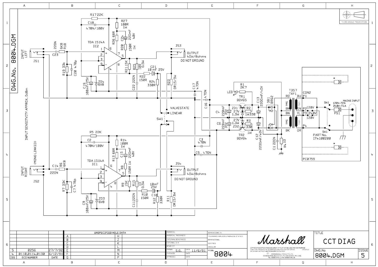 Marshall 8004 Rackmount 2x40w Schematic