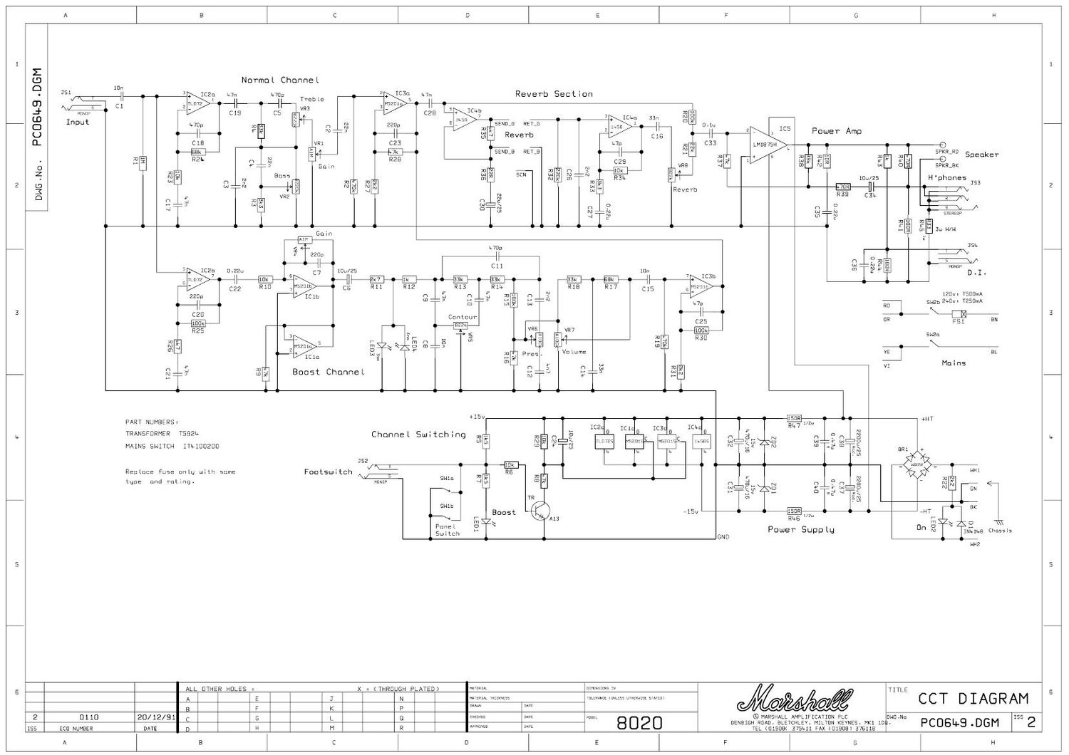 Marshall 8020 CCT Schematic