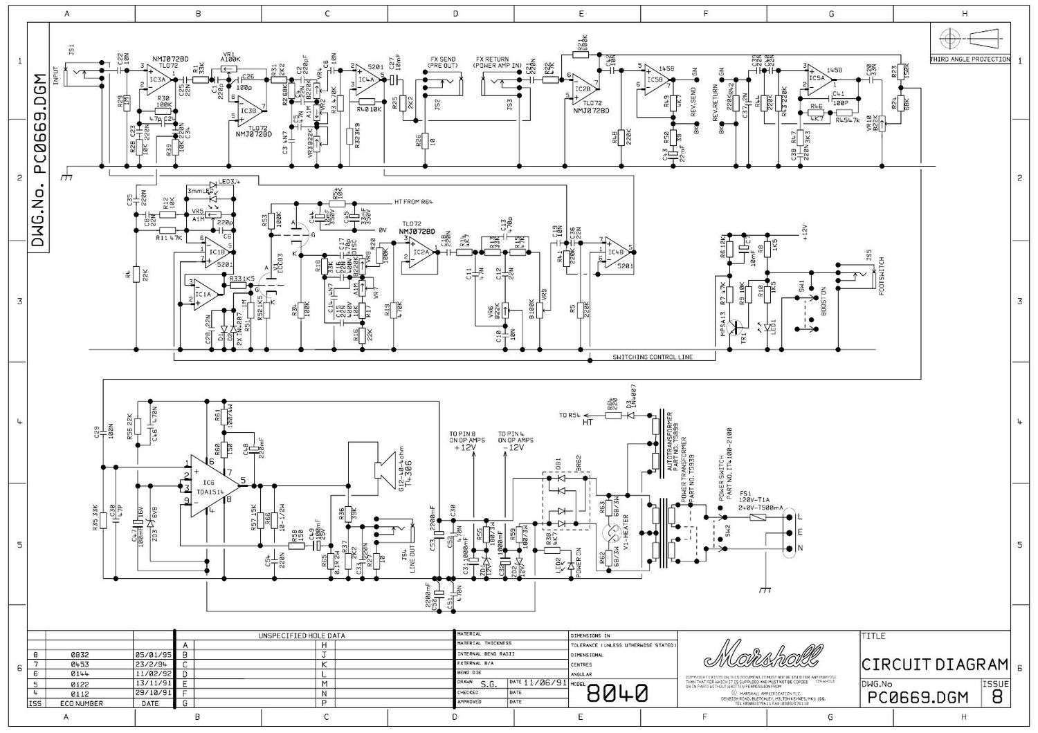 Marshall 8040 Valvestate Schematic