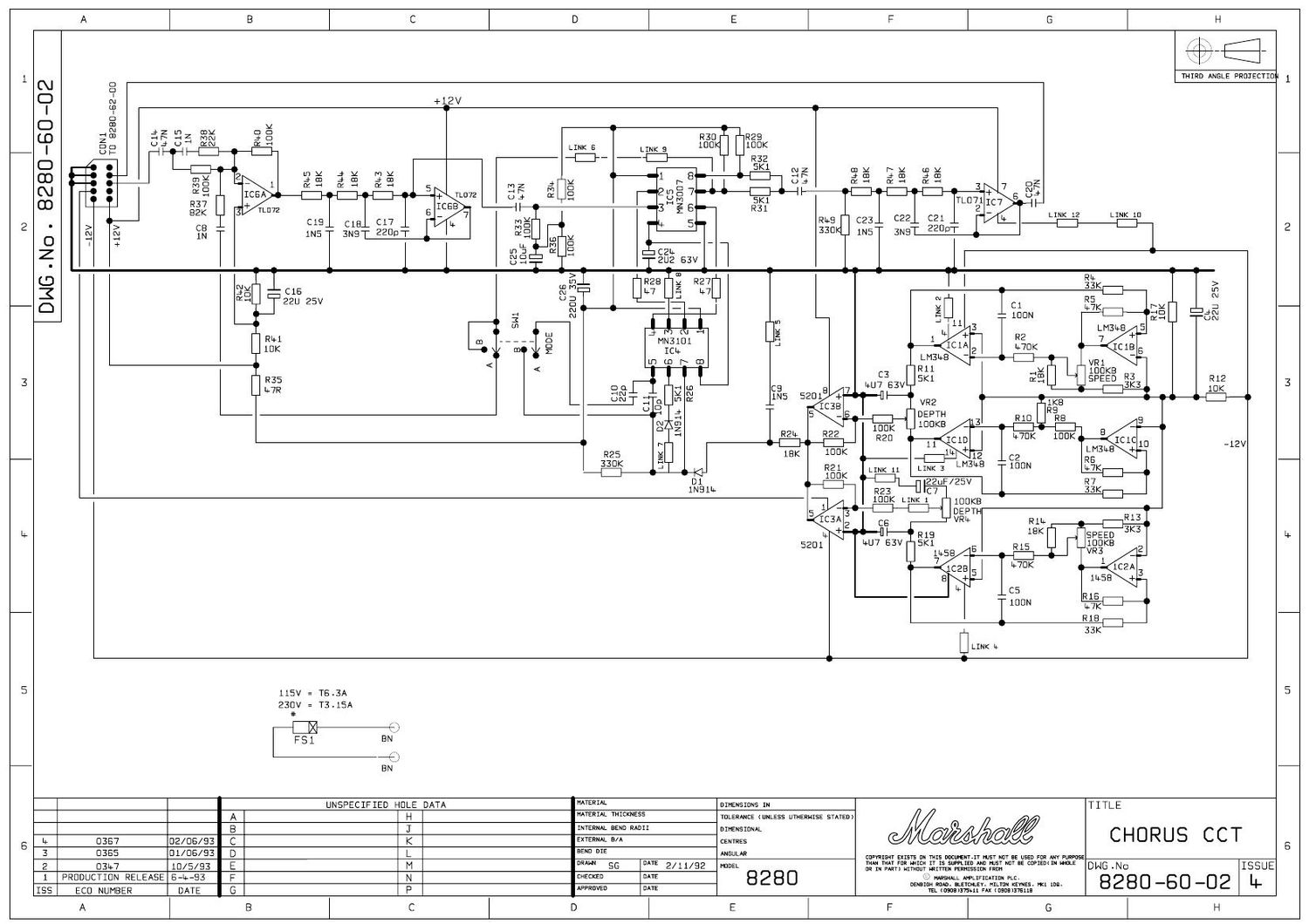 Marshall 8280 Chorus Valvestate Schematic