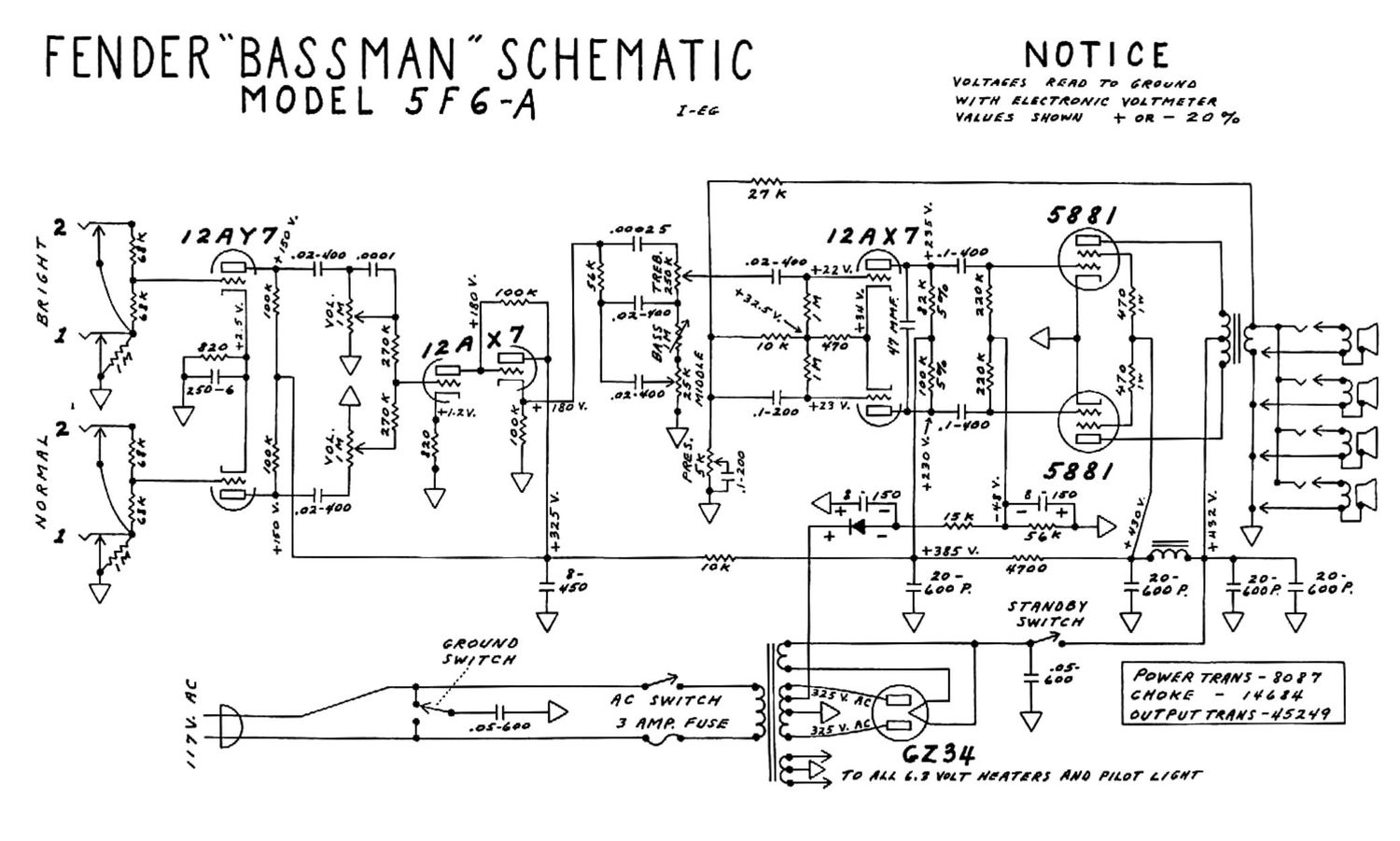 Marshall Bassman 5F6 A Schematic