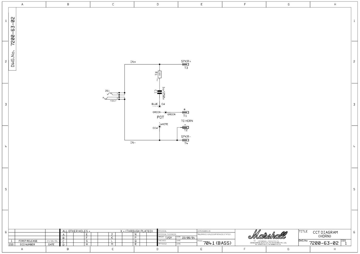 Marshall DBS 7041 200W 7200 63 02 Schematic