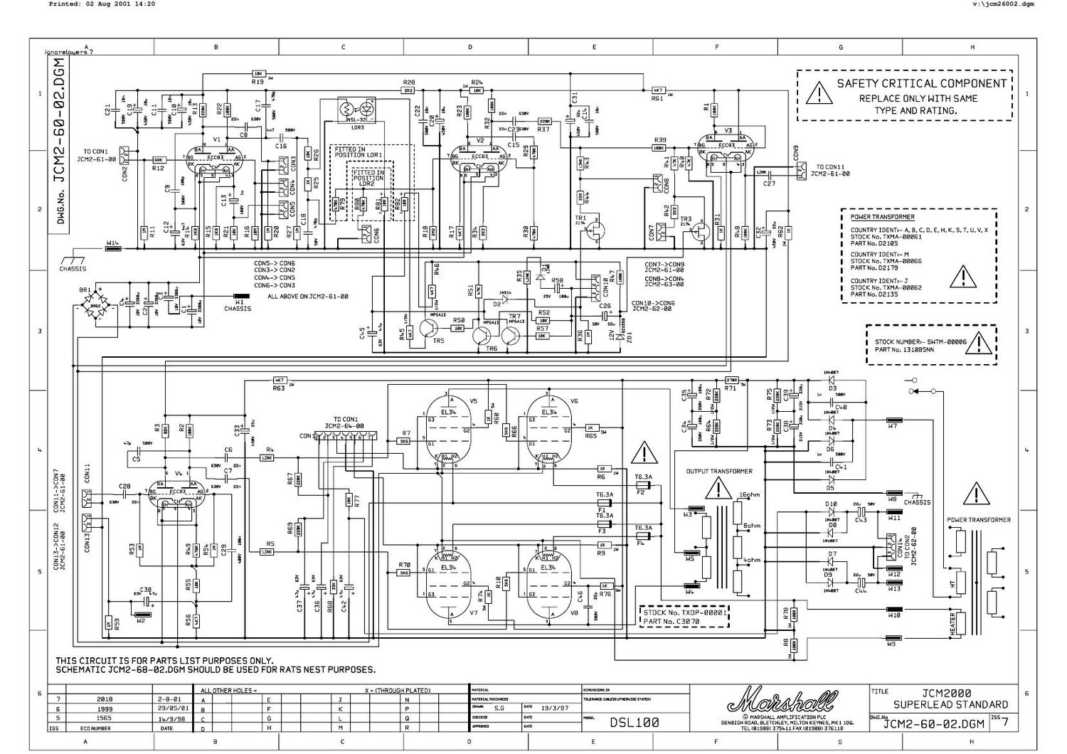 Marshall DLS10 JCM2 60 02 Schematic