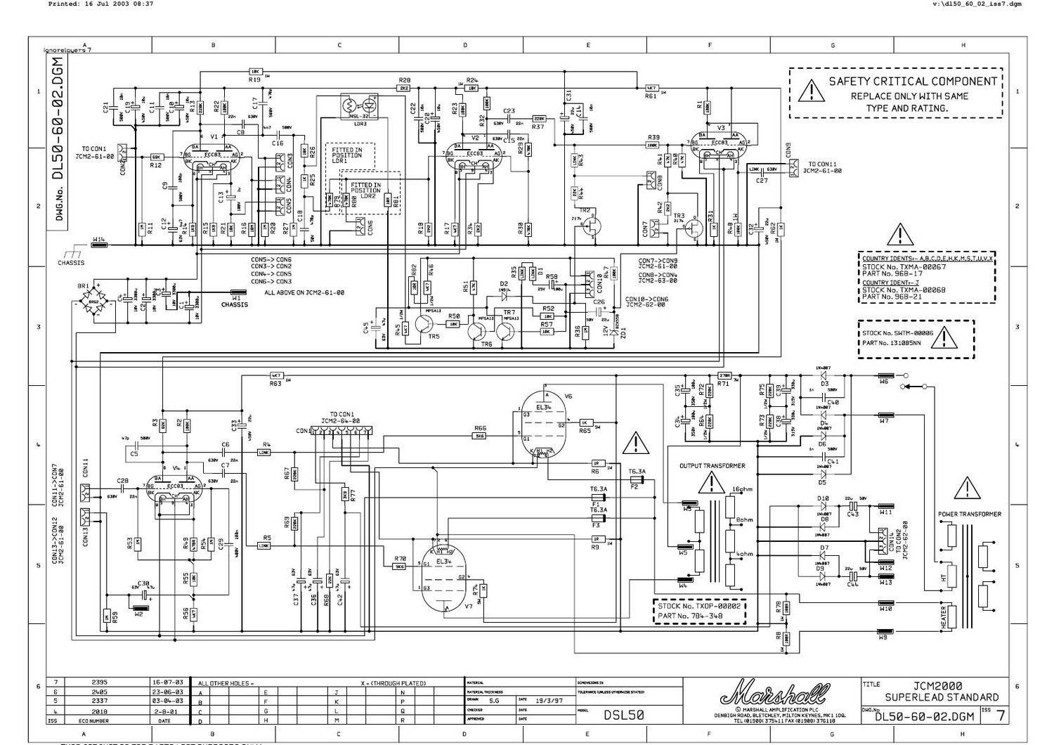 Marshall DLS50 DL50 60 02 Schematic