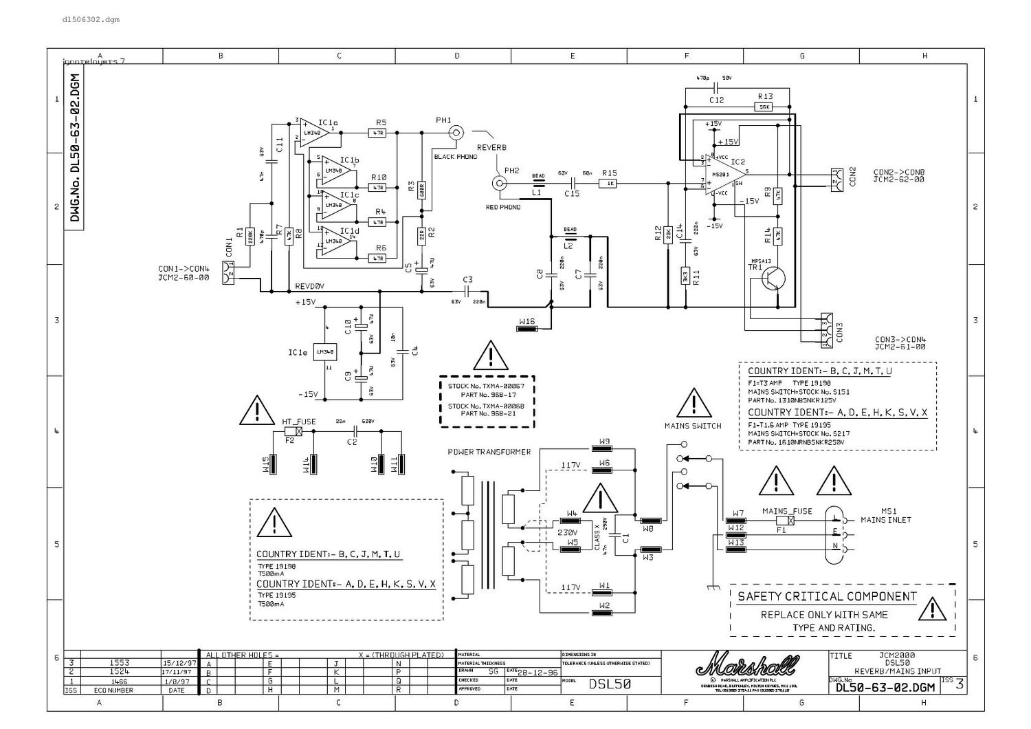 Marshall DLS50 DL50 63 02 Schematic