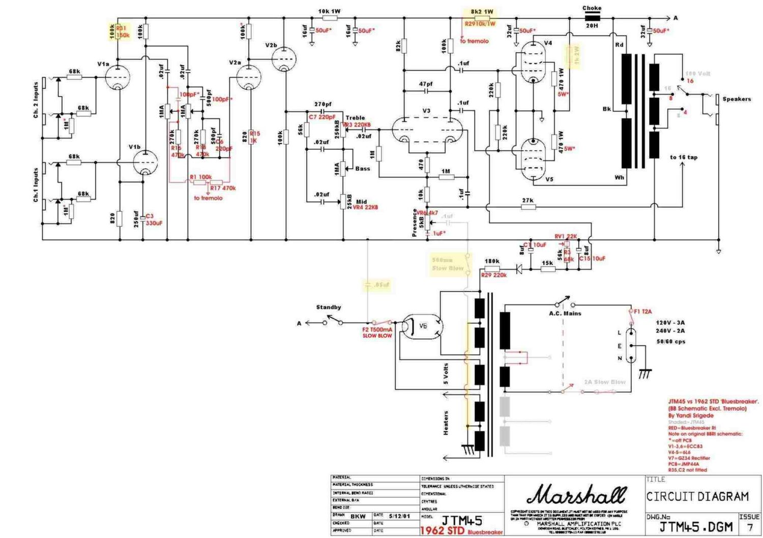 Marshall JTM45 Schematic