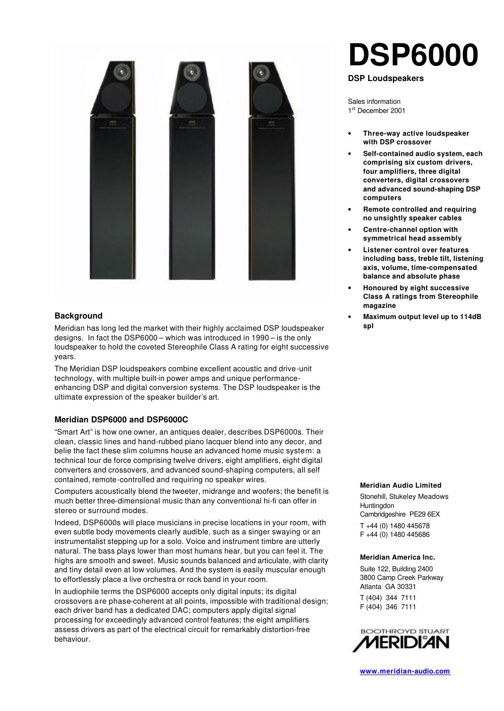 meridian audio dsp 6000 brochure