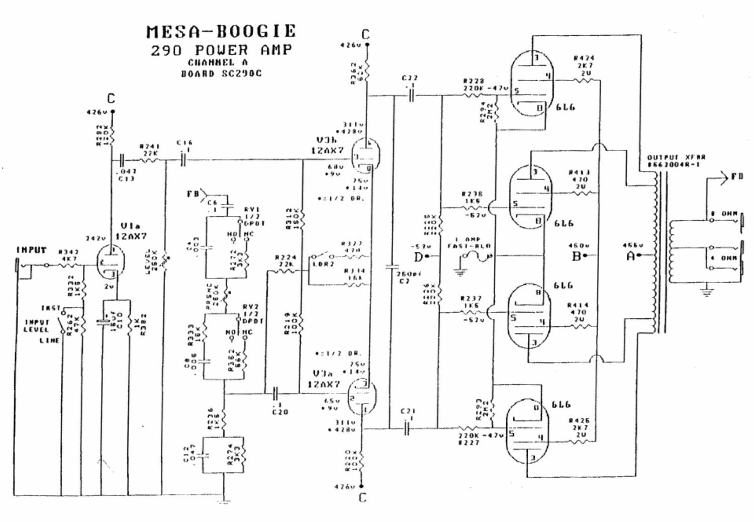 mesaboogie 290 stereo power amp schematics