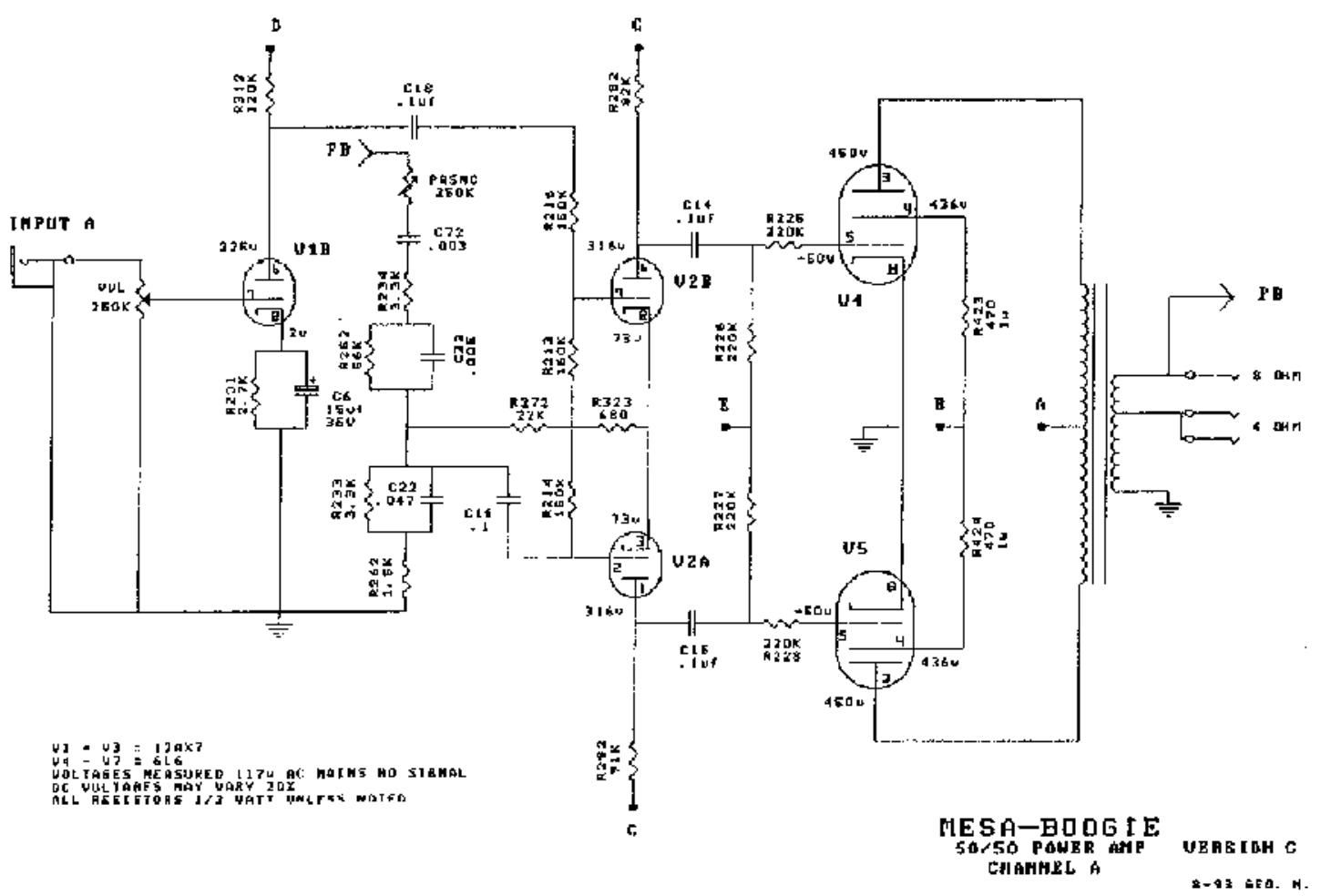 mesaboogie 50 50 stereo power amp schematics