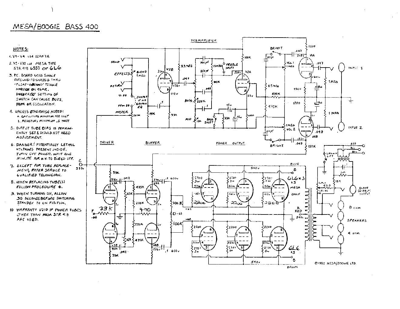 mesaboogie bass 400 schematics