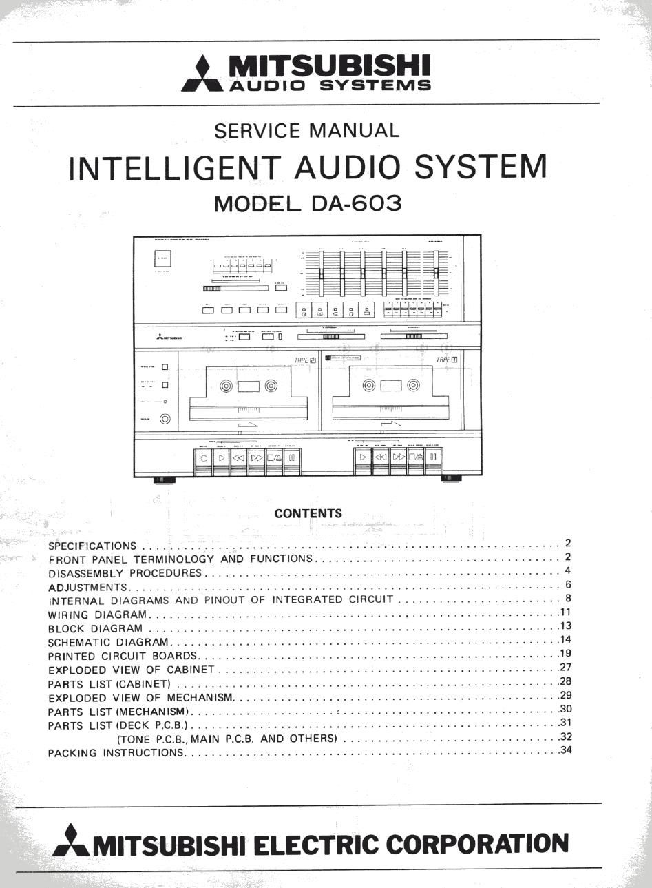 mitsubishi da 603 service manual