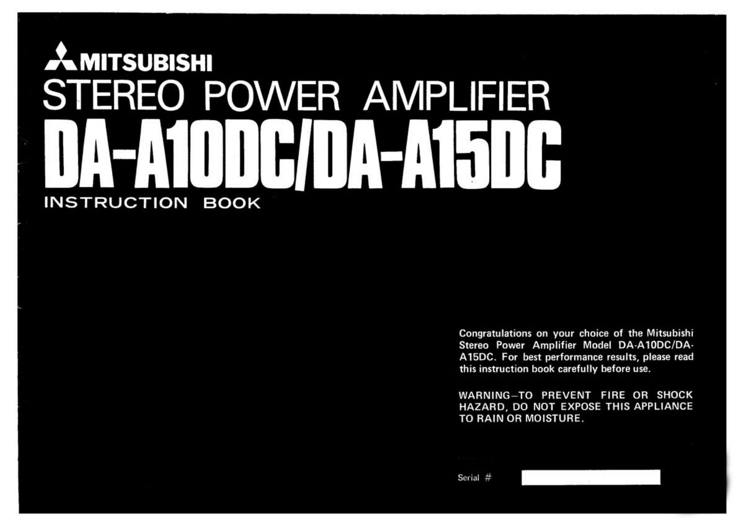 mitsubishi da a10dc da a15dc owners manual