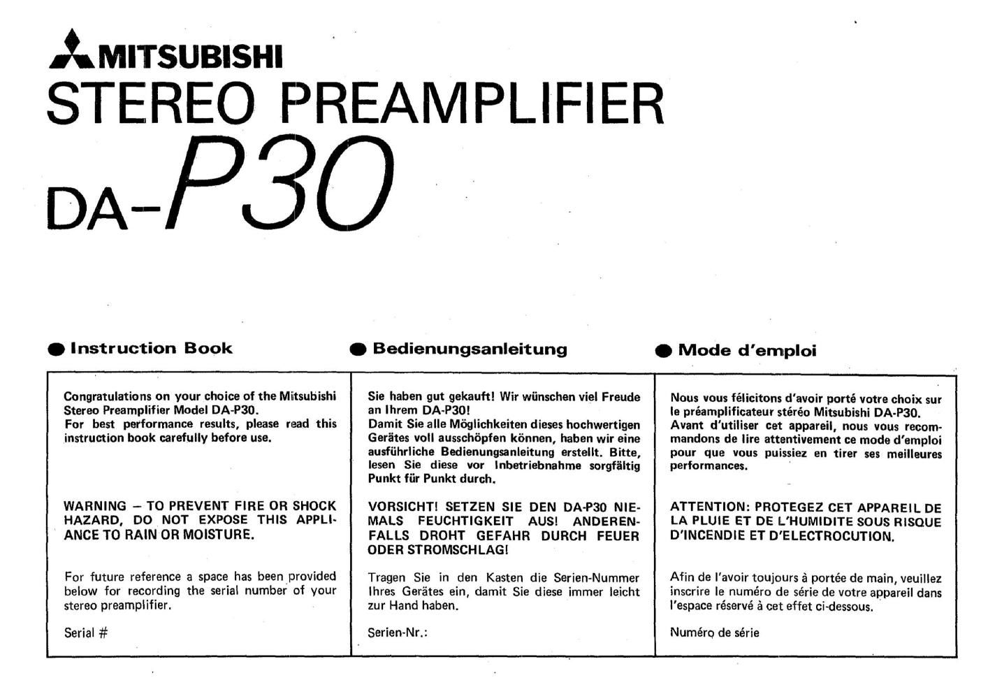 mitsubishi da p30 owners manual