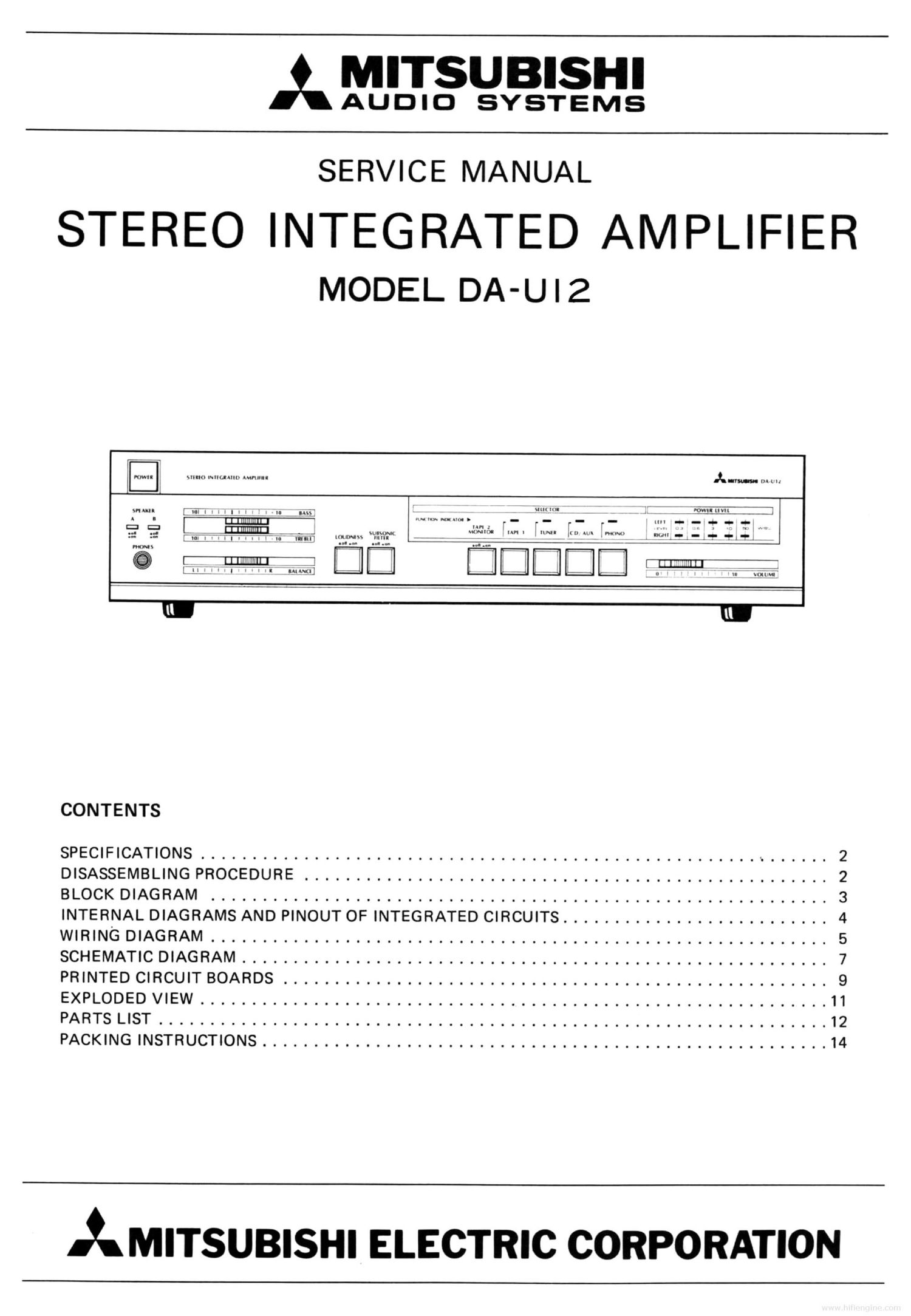 mitsubishi da u12 service en