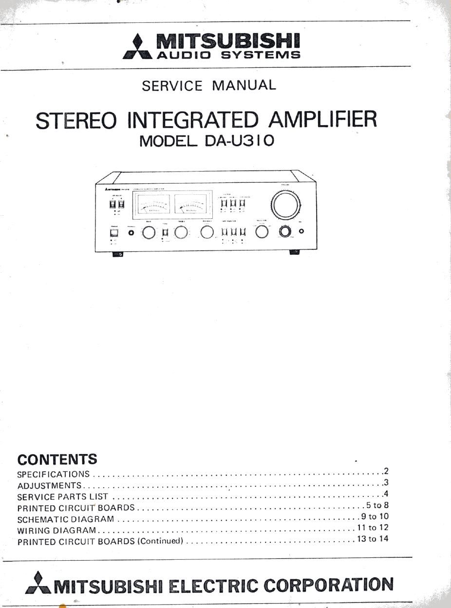 mitsubishi da u310 service manual