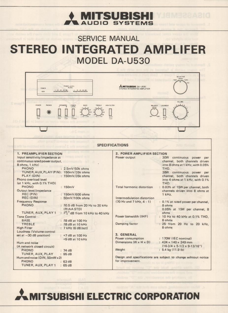 mitsubishi da u530 service en