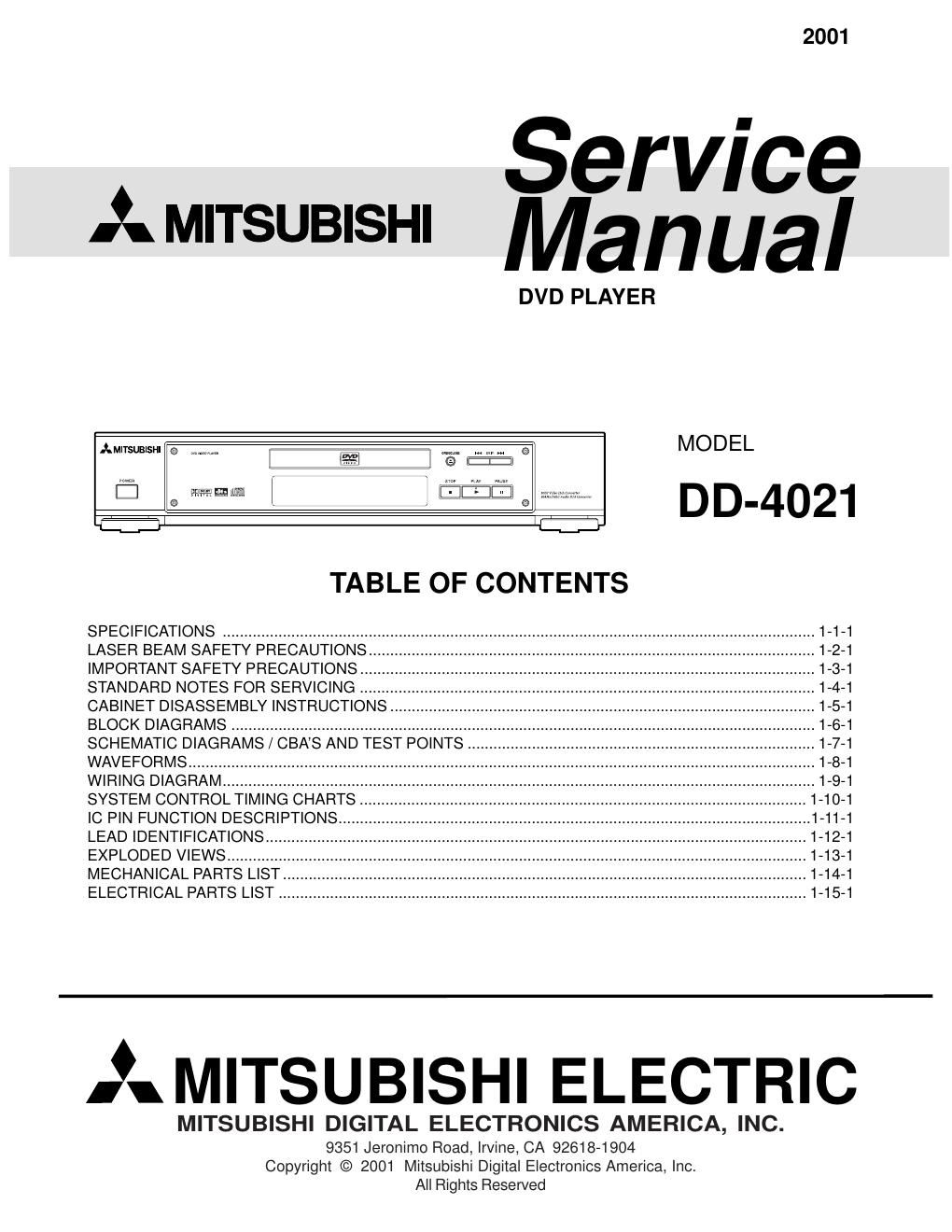 mitsubishi dd 4021 service