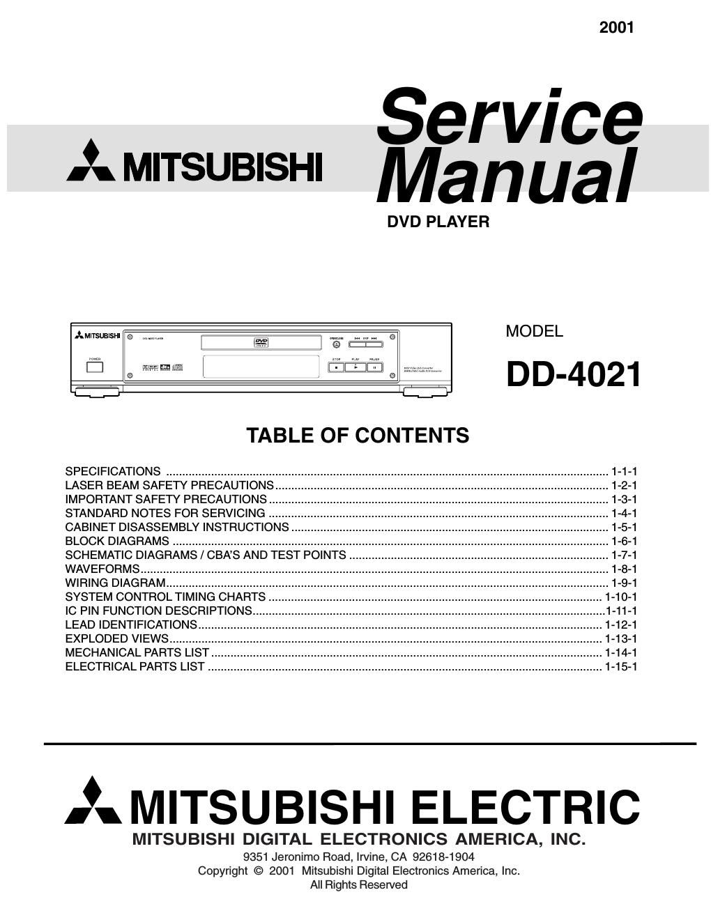 mitsubishi dd 4021 service manual