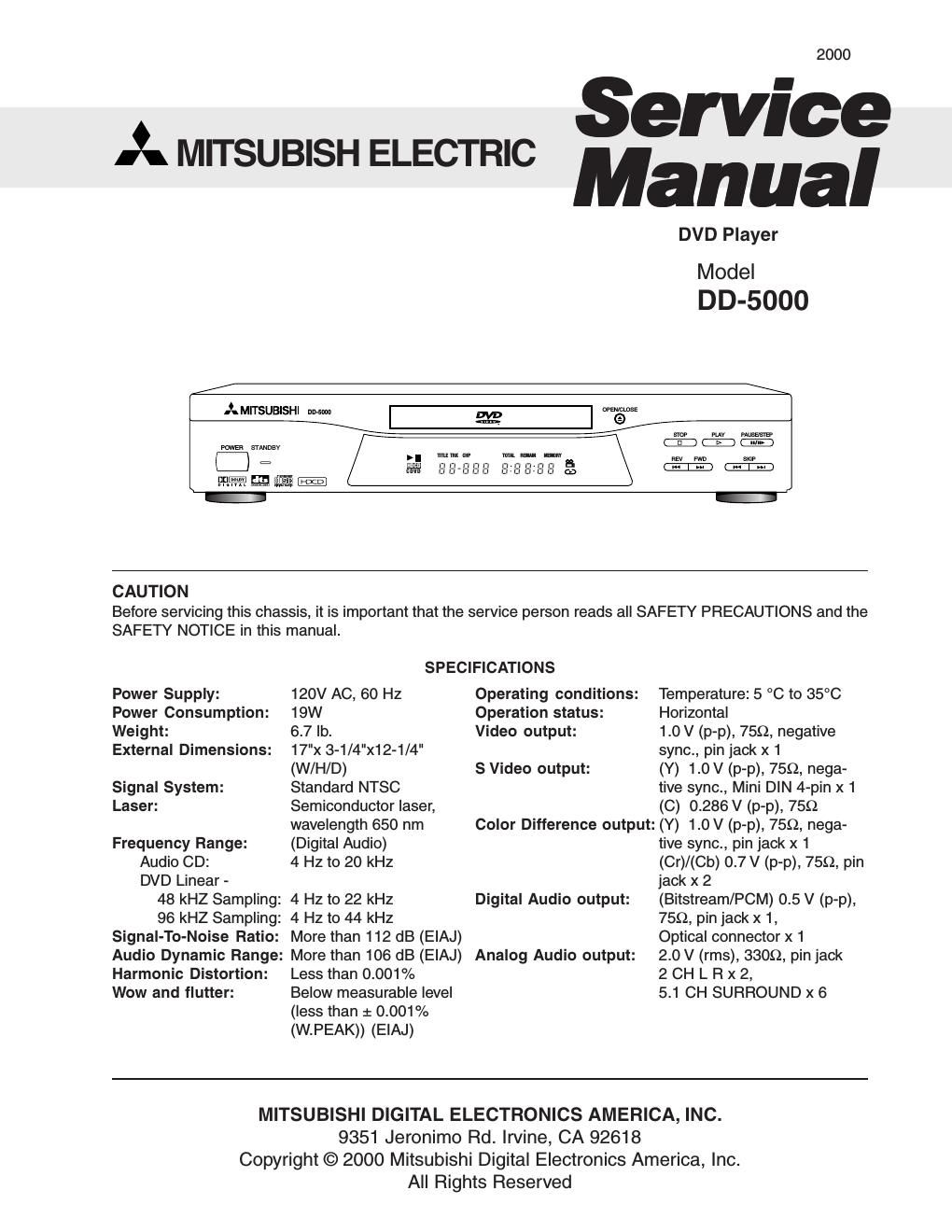 mitsubishi dd 5000 service manual