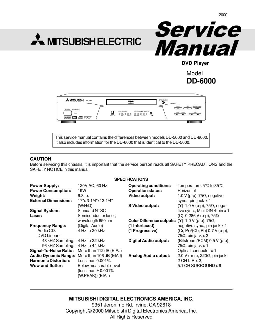 mitsubishi dd 6000 service manual
