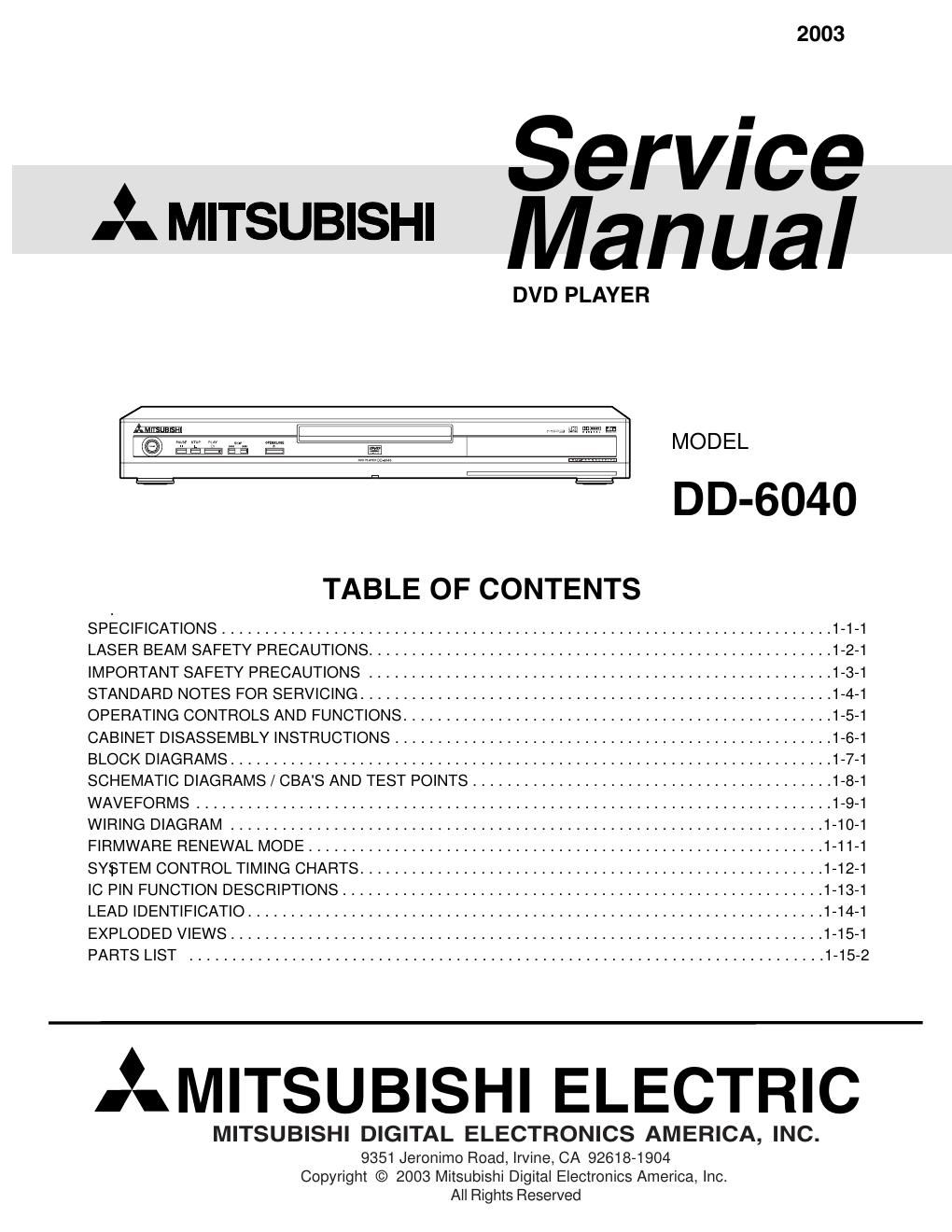 mitsubishi dd 6040 service manual