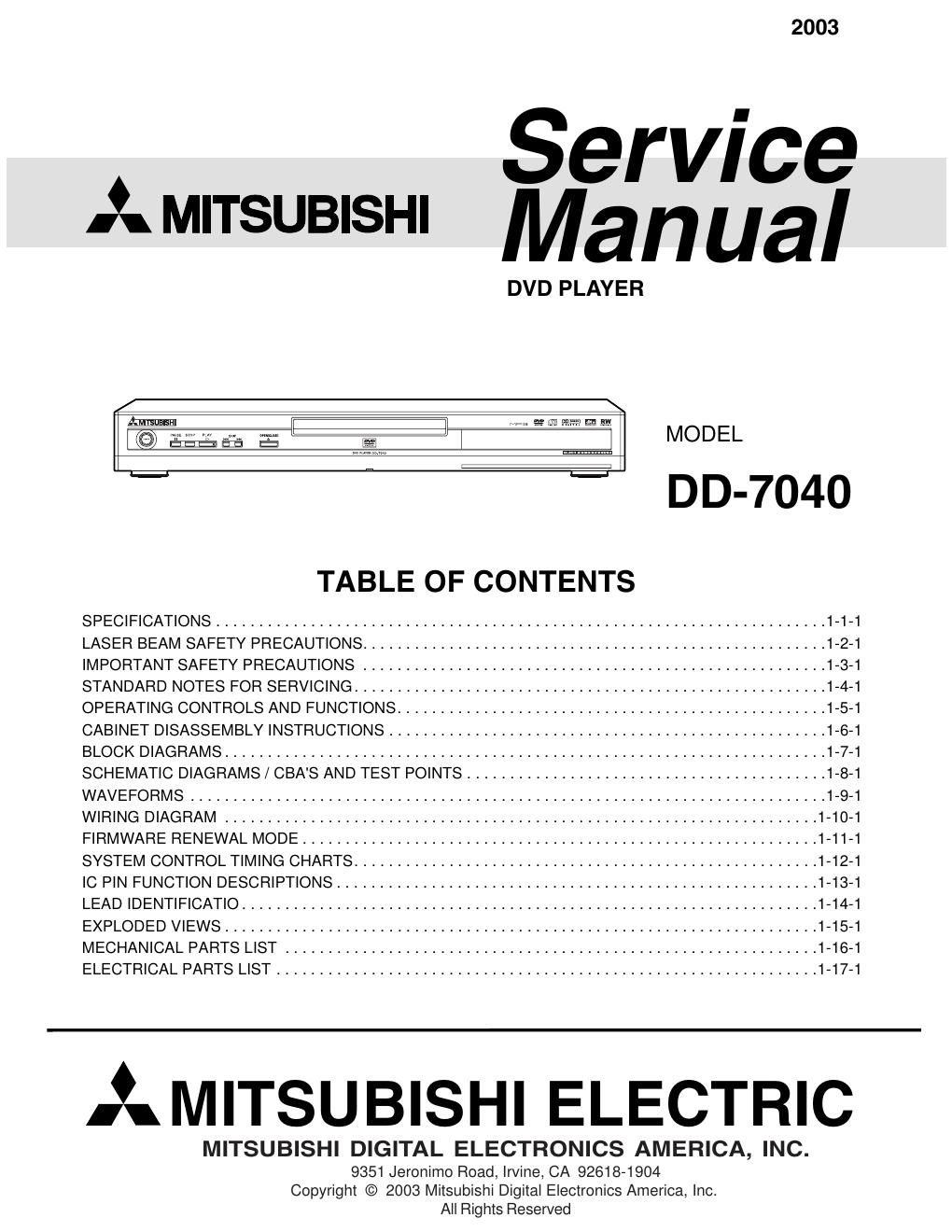 mitsubishi dd 7040 service manual